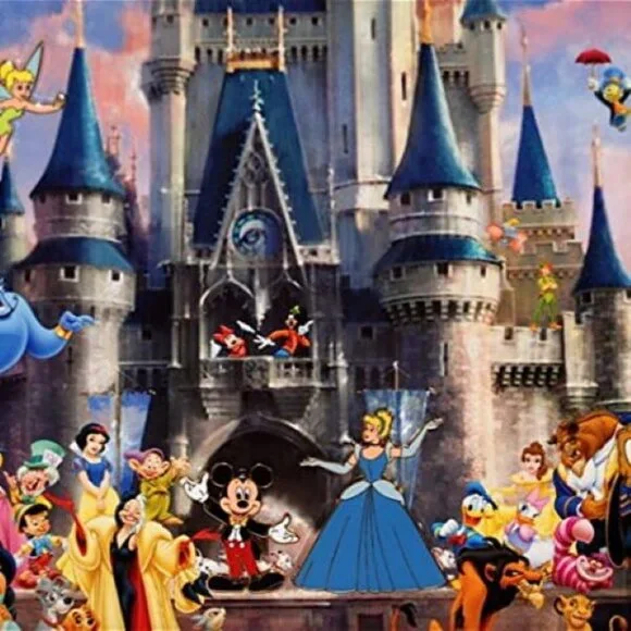 Cinderella Castle Disney Print Framed with Four Collectable Pins Set**NEW